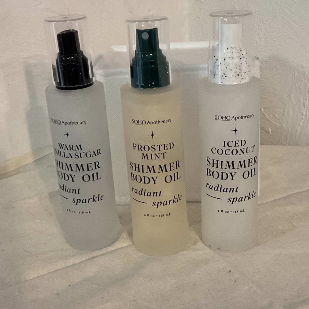 SOHO Apothecary Shimmer Body Oil 3 Piece Set, 4fl.oz./118ml each, NWOB